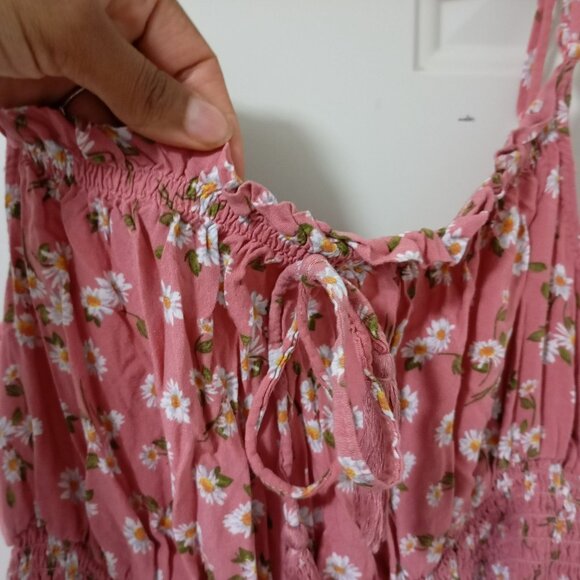 Vine & Valley Sz XL Pink Floral Romper Shorts Womens Sleeveless Summer Outfit - Picture 5 of 10